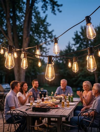 LED Outdoor String Lights 50FT Edison Lights with 27 ST38 Shatterproof Bulbs, Outside Hanging Lights Waterproof for Patio, Porch, Deck, Garden, Balcony, 2700K Warm White, Dimmable - Image 3