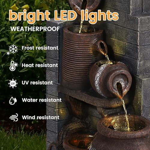 40''H 6-Tiers Fountain Outdoor, Water Fountains and Waterfalls - Image 2