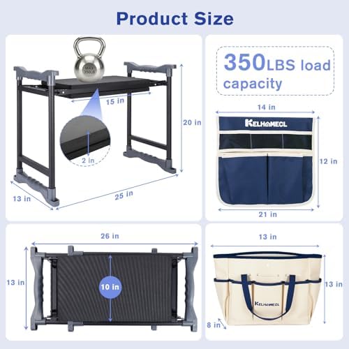 Garden Kneeler and Seat, Extra Wide Thick EVA Pad, Heavy Duty Foldable Garden Bench Holds 350lbs, Ergonomic Kneeling Stool with Garden Tool Pouches, Gardening Gifts for Women, Men & Seniors - Image 2