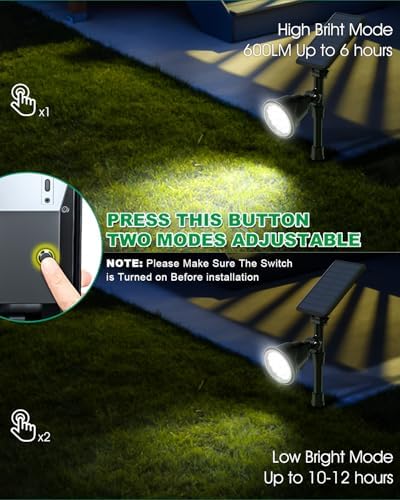 Solar Spot Lights Outdoor Waterproof, 18 LED 2 Mode Brightness Solar Spotlights Dusk to Dawn Landscape Lighting Flag Pole Lights for Garden Yard Tree Pool Sign Pathway, 4pack(Cool White) - Image 3