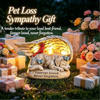 Dog Memorial Stone with Solar Lights Angel Wings Cardinal 8 Inch - Image 4