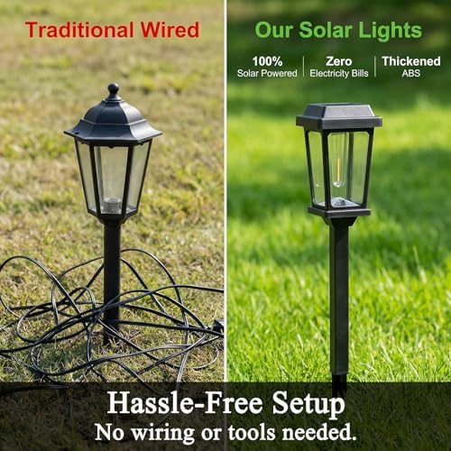 Solar Lights Outdoor, 8 Pack Solar Pathway Lights Outdoor, Waterproof Auto On/Off Garden Lights for Yard, Landscape Path, Walkway, Driveway Decor (3000K Warm White) - Image 7