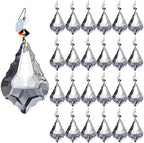 24Pcs 2.0" Clear Color Chandelier Crystals Parts Maple Leaf Prism Pendant Connected Glass Octagon Beads Chain for Chandelier Decoration, Party,Wedding Decorative (Clear Beads with Gold Plated Pin) by KINGSCRYSTAL