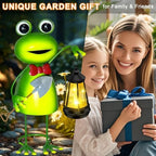 Solar Garden Lights 13.78in Tall Metal Frog Statue with Solar Lantern Decor - Image 4