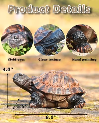 Turtle Statue, Resin Garden Sculpture Indoor/Outdoor Yard Lawn Ornament,Home Decor (Medium) - Image 3
