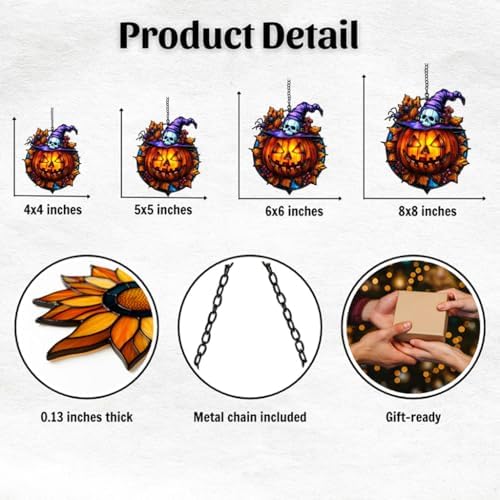 Witch Jack-o'-Lantern Spider Acrylic Suncatcher - Image 2