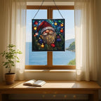 Holiday Lights Gnome Stained Glass Suncatcher – Square Hanging Window Panel for Home or Greenhouse – Whimsical Glass Art Gift for Garden Lovers, Christmas, Halloween, Father Days Sbhi0e - Image 6