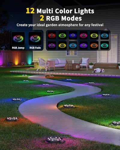 Color Changing Solar Ground Lights with Remote 10 Pack Solar Pathway Lights - Image 3