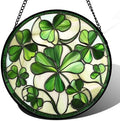Ireland Green Clover Stained Glass Window Hanging Suncatcher Gifts 12" by Follow