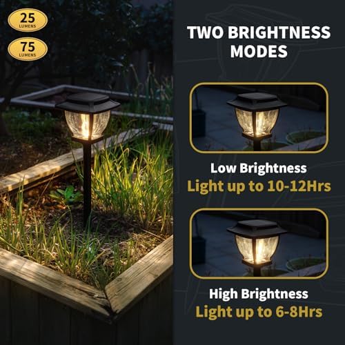 Solar Pathway Lights, Super Bright Solar Lights Outdoor Waterproof, 2 Pack Glass Solar Garden LED Lights, Landscape Lighting Decorative for Path, Yard, Patio, Walkway, Driveway, Slate Black - Image 3