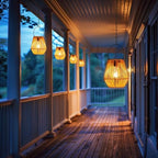 Homemory 2 Pack Rattan Lantern Solar Outdoor Waterproof Hanging Lights - Image 6