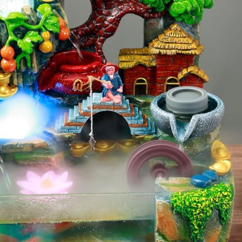 Tabletop Waterfall Small Rockery Flowing Water Fountain Garden Courtyard Glass Fish Tank Home Living Room Landscape Ornaments Tabletop Water Fountain - Image 3