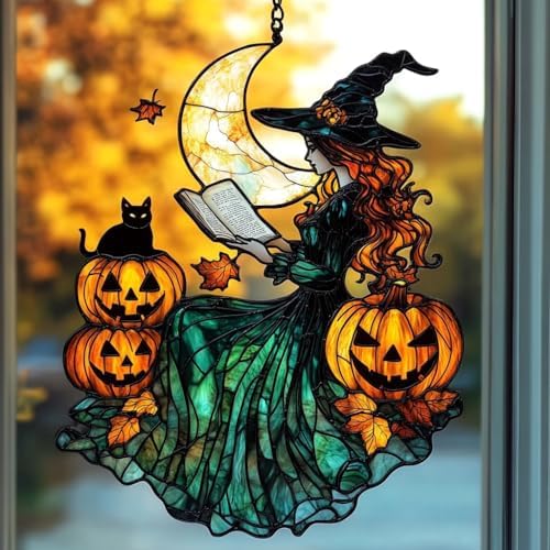 Funny Witch Spell Jack Lantern Acrylic Suncatcher by AVAGAN