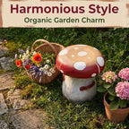 13.4" Outdoor Mushroom Ottoman with Rabbit Carvings - Image 4