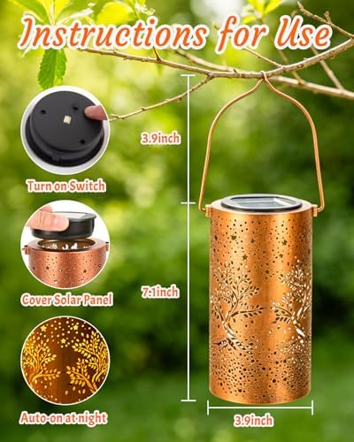 ANYTALK Tree of Life Solar Lanterns Outdoor Waterproof, Birthday Gifts for Women Mom Grandma, Hanging Solar Lights for Yard, Patio, Porch, Garden Decor, Christmas Gifts for Her/Him - Image 4