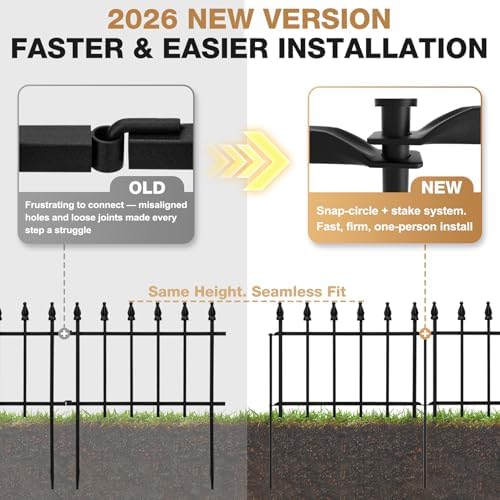 Decorative Garden Fence 10ft (L) x 19in (H) - 7 Panels Heavy Duty Garden Fencing Animal Barrier Rustproof Metal Fence Border for Outdoor Yard & Flower Bed Decor - Image 2