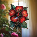 Floral Acrylic Suncatcher Indoor Colorful Window Hanging Ornament Outdoor Sun Catcher Panel for Home Decor Car Garden Crystal Gift Tropical Hibiscus Flower Suncatcher by Unknown