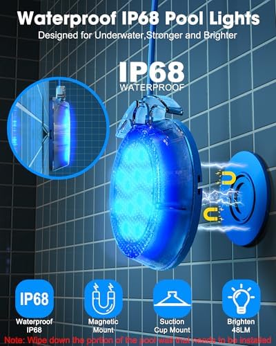 Solar Pool Lights,Underwater IP68 Pool Lights with Remote Control,1800mAh Solar Powered Panel with Brighten 48LM, Color Changing for Above Ground Pools/Inground Pools-8 Pack-Blue - Image 2