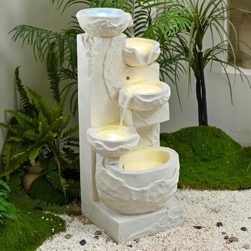 41.34" Outdoor Water Fountain LED Waterfall Water Feature for Garden Patio - Image 6