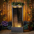 Sunlinua 59H Modern Outdoor Water Fountain with LED Light Garden Cascading Waterfall Feature for Indoor or Outdoor Large Water Fountain for Relaxing Garden Patio Backyard Deck Porch or Home Décor - Image 7