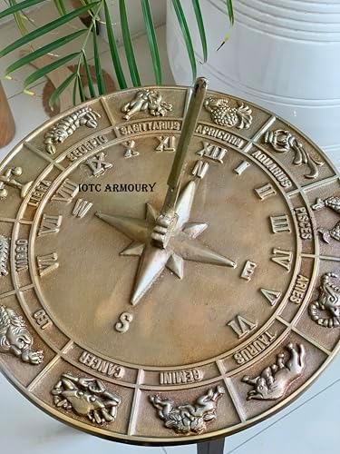 Brass Zodiac Signs Constellations Sundial -12'' Dia Home & Garden Decor Gift - Image 2