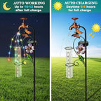 37in Solar Butterfly Rain Gauge Copper Faucet Metal Garden Stake Decor - Image 2