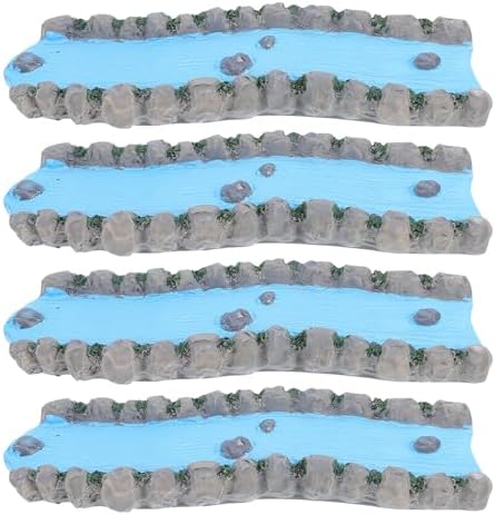 Cabilock 4pcs Miniature Water Feature Resin Creek Sculpture for Fairy Garden Decor, Realistic River Section Enhancing Mini Garden Accessories, for Desk Tops and Bookshelves Display by cabilock