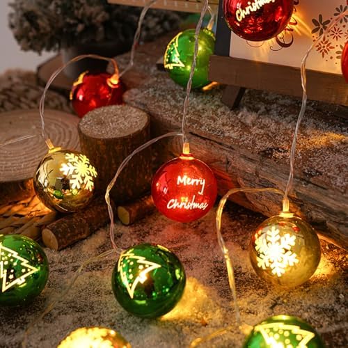 CAKERS Led Christmas String Lights|Creative Ambient Decor Fairy Lights|Hanging Copper Wire Lights|Night Lamps for Birthday Party Xmas Tree Decor,Ball Shape,3m(9.8ft)-20LED-USB - Image 5