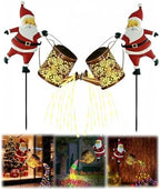 Christmas Solar Kettle Lights,Garden Lawn Decorative Lights,Vintage Metal Watering Can with Claus,Waterproof Outdoor Lantern Decoration with LED Light for Garden, Patio, Lawn (Style B*2) by Unknown