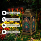 Solar Lantern Stained Glass Peacock Mandala Outdoor Waterproof Garden Hanging Lantern Solar Powered Lighting Outside Solar Light for Patio Yard Camping, Gifts for Women Mom - Image 3