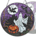 9.84 Inch Stained Glass Window Hanging Ghost Pumpkin Bats Moon Sun Catchers Spooky Halloween Suncatchers for Windows Hanging Stain Glass Decoration for Garden Outdoor Indoor Window Decor Gift by Unknown