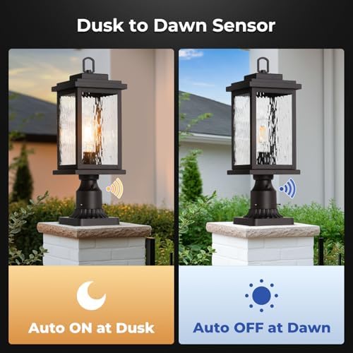 VIANIS Large Dusk to Dawn Outdoor Post Lights, Oil Rubbed Bronze Hardwired - Image 2
