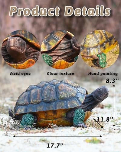 Turtle Statue,Resin Garden Sculpture Indoor/Outdoor Yard Lawn Ornament,Home Decor (Extra Large) - Image 3