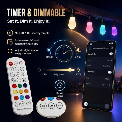 50FT Outdoor String Lights, IP65 Color Changing Patio Lights, App Remote - Image 5