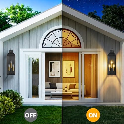 24" Extra Large Outdoor Wall Light, Black Outside Porch Light Fixture - Image 7