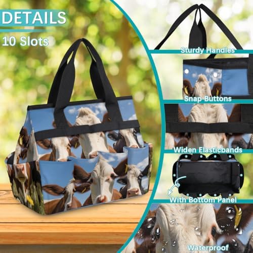 Funny Garden Tool Bag Organizer Heavy Duty Cow Gardening Tote Bag with 10 Pockets for Women Men Gardening Gifts - Image 5