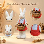 Pink Bunny Planter Garden Statue with Basket, 16.14in Resin Outdoor Decor - Image 3