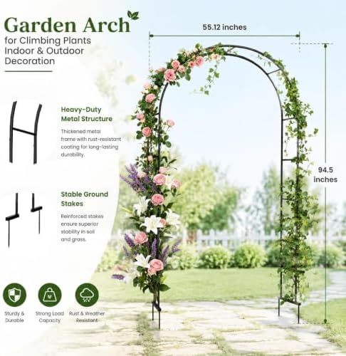 Garden Arch Trellis Metal Arbor Heavy Duty for Climbing Plants - Image 4