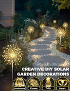 suddus Solar Garden Lights Outdoor Waterproof Decorative, 4Pack 150LED Firework Lights, Solar Fairy Lights for Yard, Garden, Patio, Pathway, Flowerbed, Party, Wedding Outside Decor- Warm White - Image 4