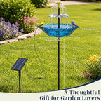 Bird Bath with Solar Fountain for Outside, 1.45 Gal Plastic Bird Bath Bowl with Metal Stake, Outdoor Garden Decor for Yard Patio Lawn (Pink-XL) - Image 6