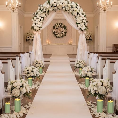 Rossesay 2 Pack 4 x 8 Inch Large Waterproof LED Pillar Candles, Sage Green - Image 5