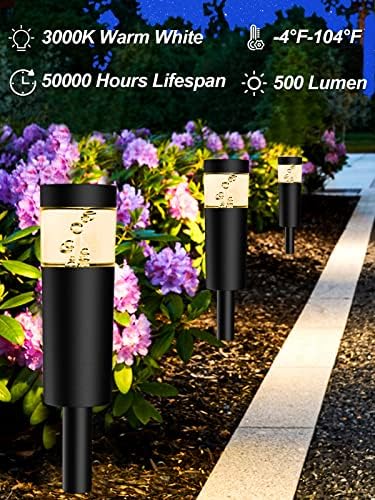 5W Low Voltage Landscape Pathway Lights with Connectors 12V Outdoor Landscape Lighting LED Bollard Path Lights Wired IP65 Waterproof Warm White Walkway Lights for Garden Yard Lawn (12Pack) - Image 2
