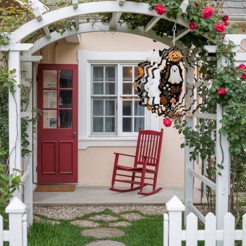 12 Inch Halloween Wind Spinner for Yard and Garden, Funny Ghost Pumpkins Mushrooms Botanical Hanging Ornaments Outdoor 3D Kinetic Wind Sculpture Spinners Indoor Outdoor Patio Décor Ornaments Gift - Image 4