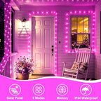 YEGUO 4 Pack Pink Solar Fairy Lights, Each 33ft 100 LED Christmas Lights Outdoor Waterproof, 8 Modes Sliver Wire Solar String Lights - Image 3