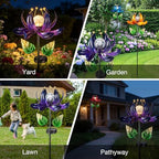 AIINY Solar Purple Metal Flower Wind Spinners, Colorful Spinning Windmill Lotus Yard Art Lights with LED Crystal Ball Decorative Stake Lighting Flower Sculpture - Image 3
