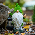 Funny Garden Gnome, 11.8 Inch with Solar Lantern, Outdoor Statues - Image 6