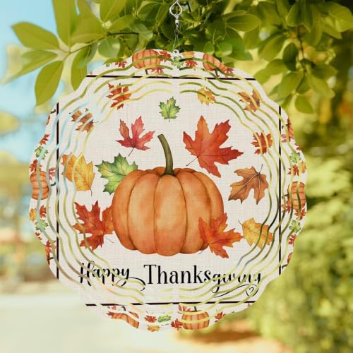 10 Inch Pumpkins Thanksgiving Wind Spinner for Yard and Garden, Fall Rustic Leaves Farmhouse Art Hanging Ornaments Outdoor 3D Kinetic Wind Sculpture Spinners Indoor Outdoor Patio Décor Ornaments Gift - Image 2