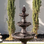 XBrand 51" 3-Tier Outdoor Waterfall Fountain, Freestanding Resin Water Feature with Pump, Cascading Water Design for Garden, Patio & Yard, Brown - Image 3