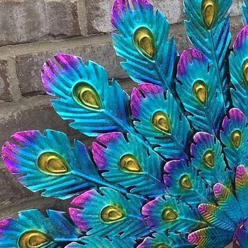 Garden Ornaments Outdoor, Peacock Statue Sculptures Metal Bird Art Decoration for Yard Porch Patio Lawn, 42x15x32 cm - Image 6
