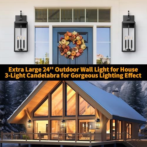 24" Extra Large Outdoor Wall Light 2 Packs, Exterior Lighting Fixtures - Image 2